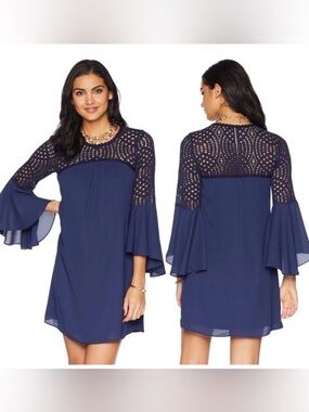 Lilly Pulitzer Amenna Bell
Sleeve Lace Dress True Navy Blue